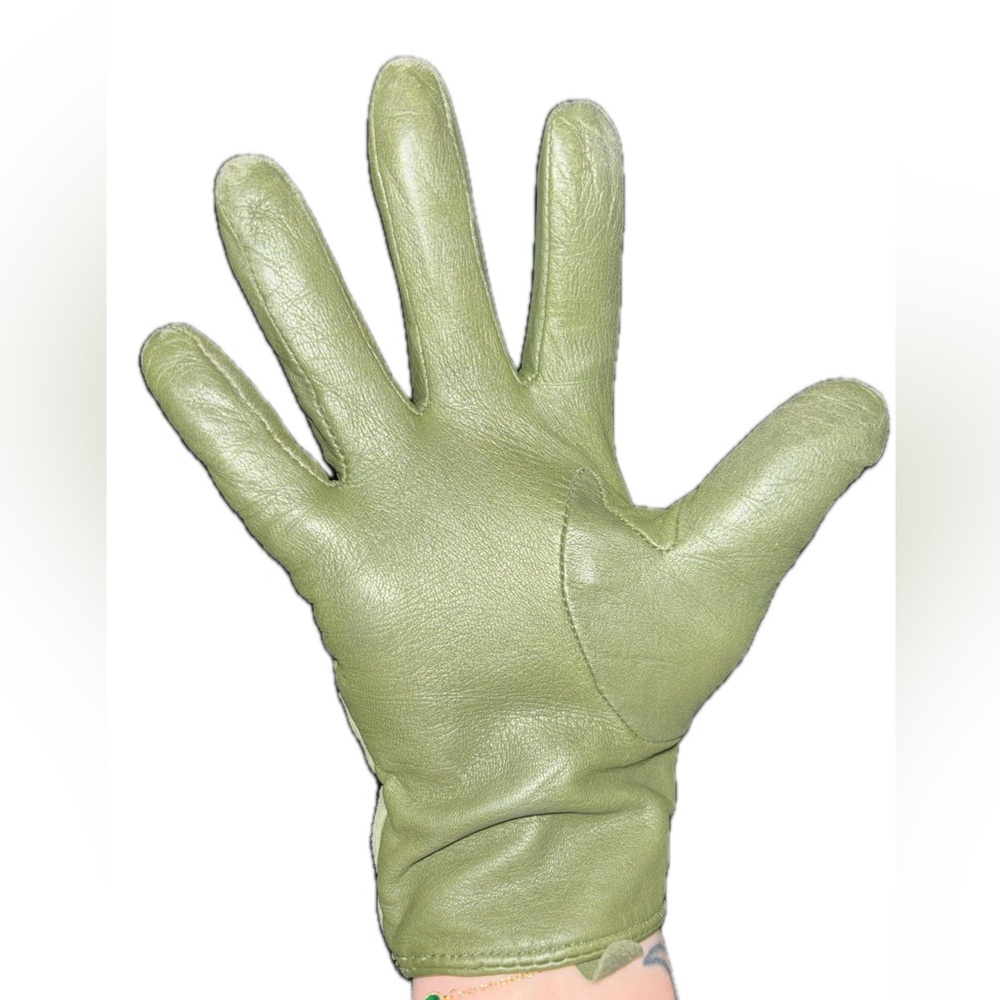 Green Women’s Leather Gloves Size Large - Picture 5 of 7